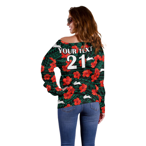 custom-text-and-number-rabbitohs-rugby-off-shoulder-sweater-polynesian-style-with-hibiscus
