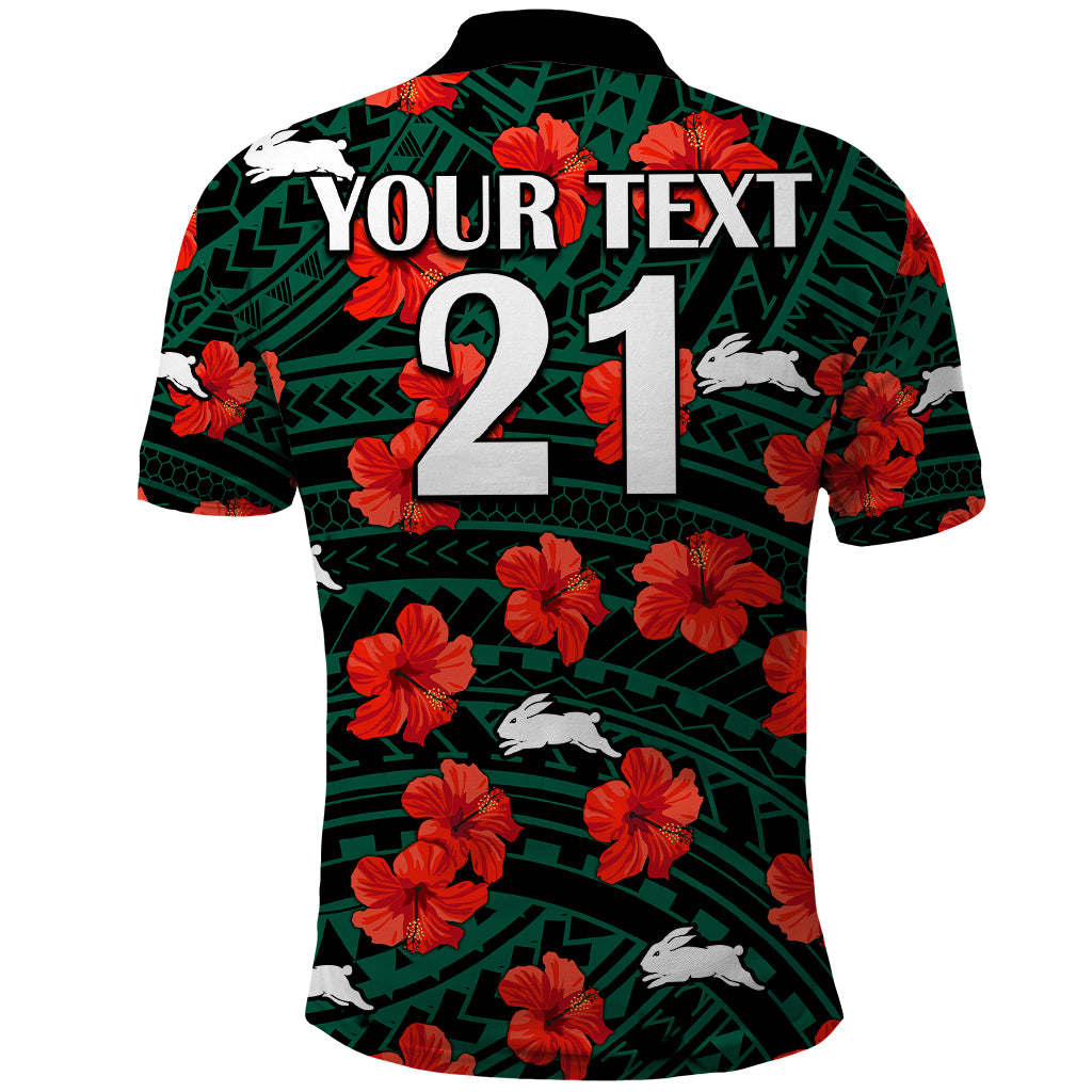 custom-text-and-number-rabbitohs-rugby-polo-shirt-polynesian-style-with-hibiscus