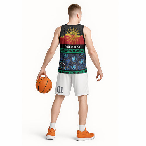 Personalised Australian Aboriginal Torres Strait Islanders Basketball Jersey Together We Rise Together We Stay Deadly
