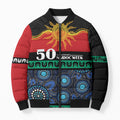 Personalised Australian Aboriginal Torres Strait Islanders Bomber Puffer Jacket Together We Rise Together We Stay Deadly