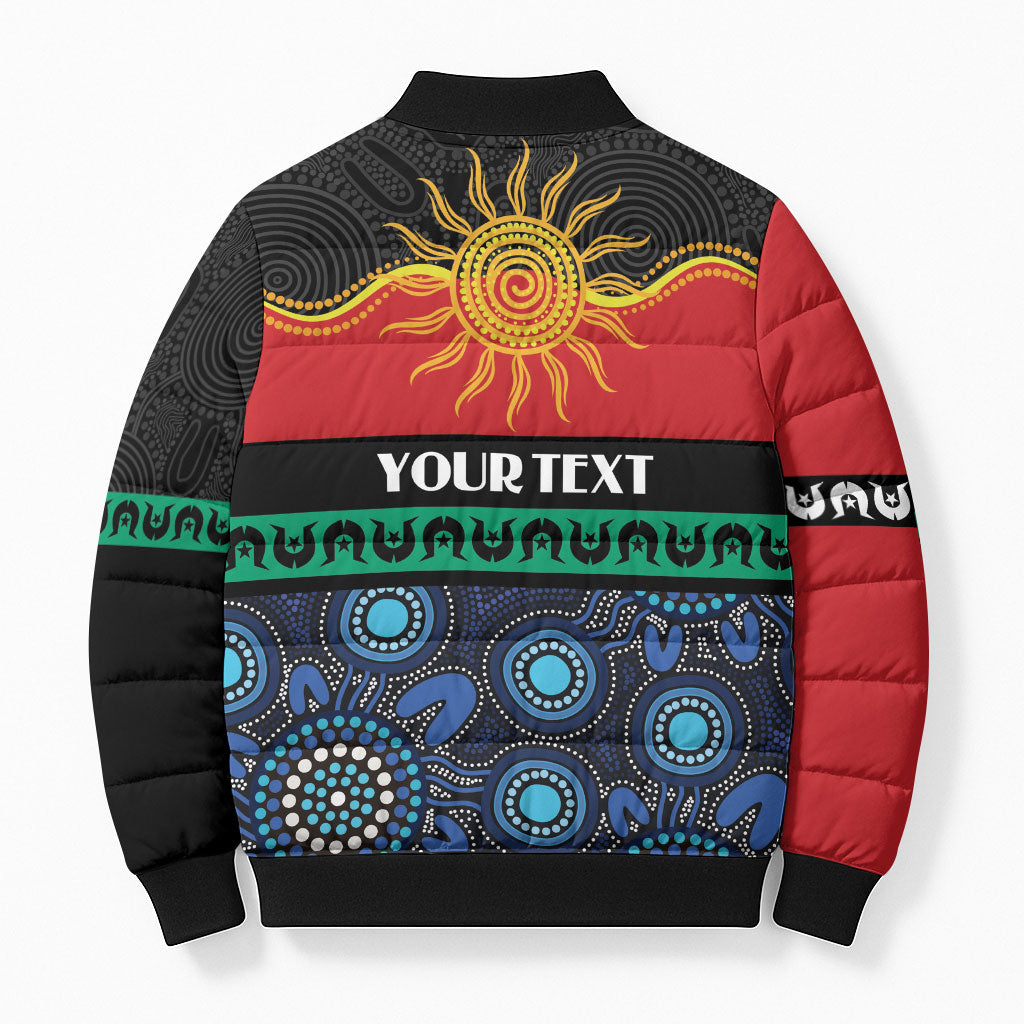 Personalised Australian Aboriginal Torres Strait Islanders Bomber Puffer Jacket Together We Rise Together We Stay Deadly