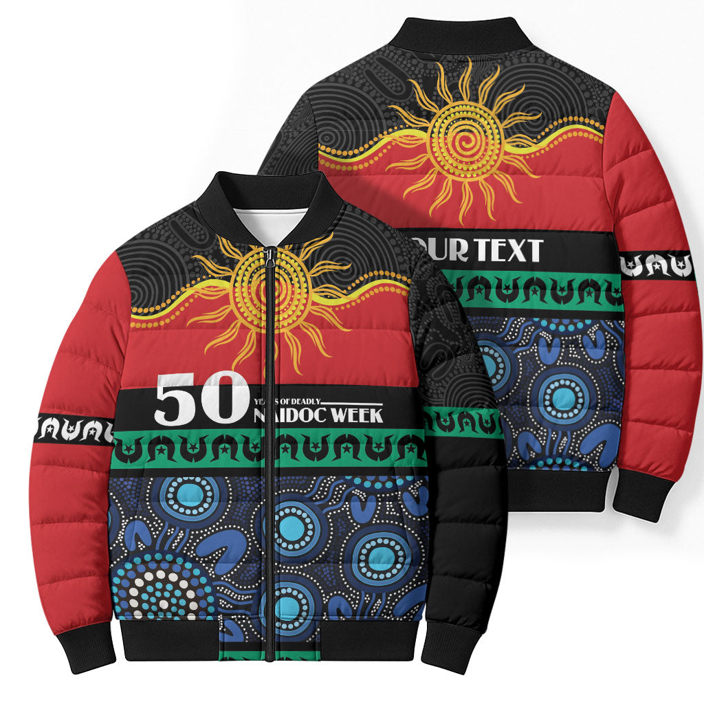 Personalised Australian Aboriginal Torres Strait Islanders Bomber Puffer Jacket Together We Rise Together We Stay Deadly