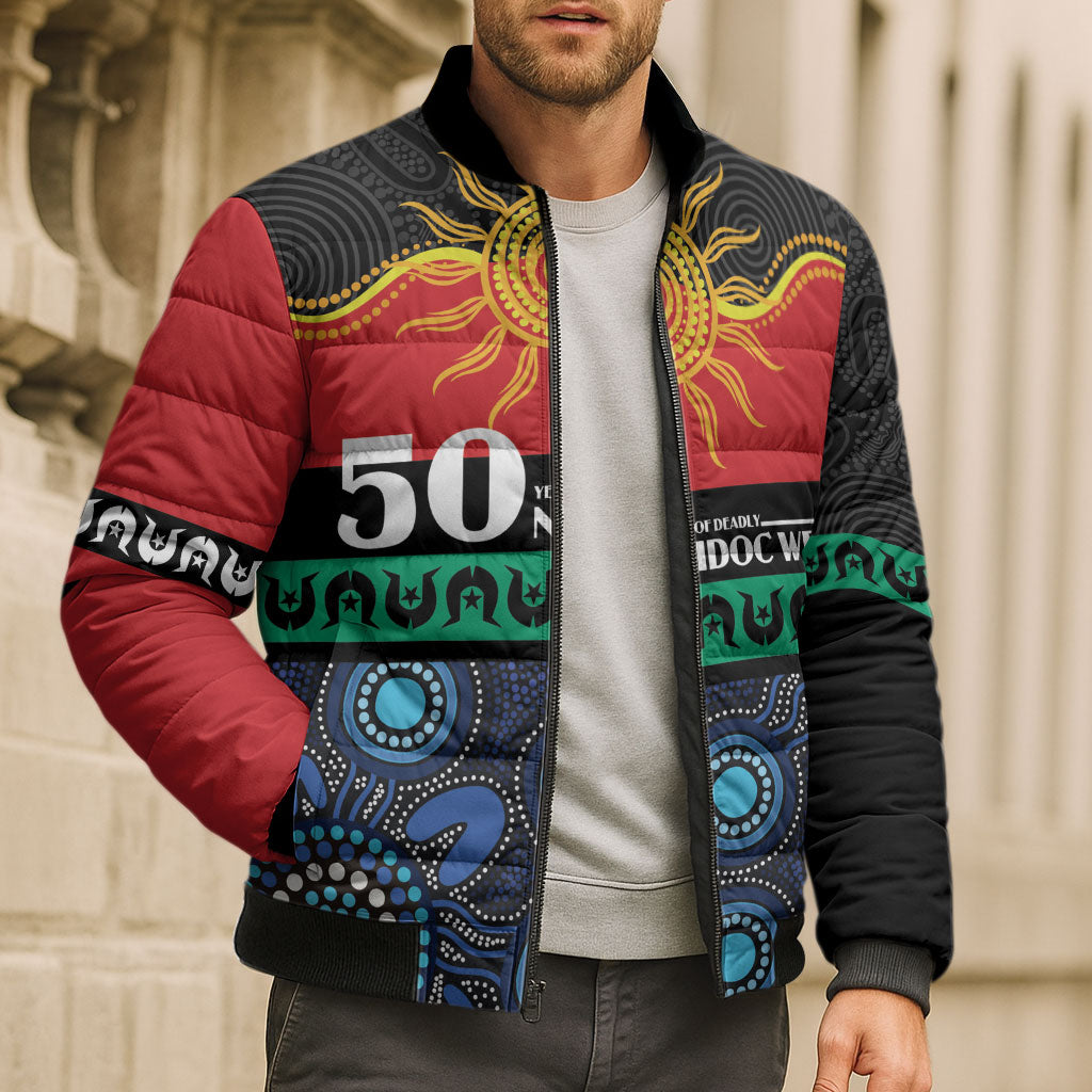 Personalised Australian Aboriginal Torres Strait Islanders Bomber Puffer Jacket Together We Rise Together We Stay Deadly