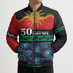 Personalised Australian Aboriginal Torres Strait Islanders Bomber Puffer Jacket Together We Rise Together We Stay Deadly