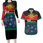 Personalised Australian Aboriginal Torres Strait Islanders Couples Matching Long Sleeve Bodycon Dress and Hawaiian Shirt Together We Rise Together We Stay Deadly