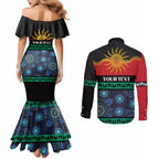 Personalised Australian Aboriginal Torres Strait Islanders Couples Matching Mermaid Dress and Long Sleeve Button Shirt Together We Rise Together We Stay Deadly
