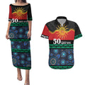 Personalised Australian Aboriginal Torres Strait Islanders Couples Matching Puletasi and Hawaiian Shirt Together We Rise Together We Stay Deadly