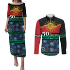 Personalised Australian Aboriginal Torres Strait Islanders Couples Matching Puletasi and Long Sleeve Button Shirt Together We Rise Together We Stay Deadly