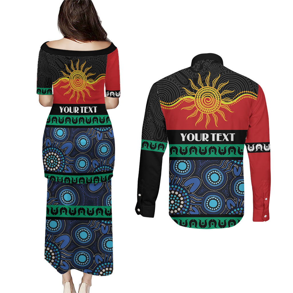 Personalised Australian Aboriginal Torres Strait Islanders Couples Matching Puletasi and Long Sleeve Button Shirt Together We Rise Together We Stay Deadly