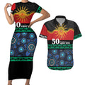Personalised Australian Aboriginal Torres Strait Islanders Couples Matching Short Sleeve Bodycon Dress and Hawaiian Shirt Together We Rise Together We Stay Deadly