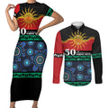 Personalised Australian Aboriginal Torres Strait Islanders Couples Matching Short Sleeve Bodycon Dress and Long Sleeve Button Shirt Together We Rise Together We Stay Deadly
