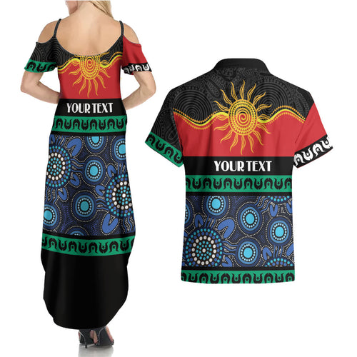 Personalised Australian Aboriginal Torres Strait Islanders Couples Matching Summer Maxi Dress and Hawaiian Shirt Together We Rise Together We Stay Deadly