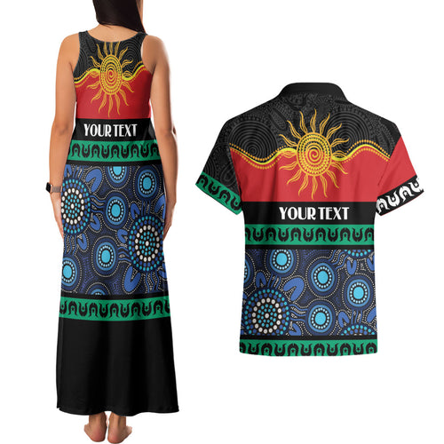 Personalised Australian Aboriginal Torres Strait Islanders Couples Matching Tank Maxi Dress and Hawaiian Shirt Together We Rise Together We Stay Deadly