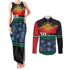 Personalised Australian Aboriginal Torres Strait Islanders Couples Matching Tank Maxi Dress and Long Sleeve Button Shirt Together We Rise Together We Stay Deadly