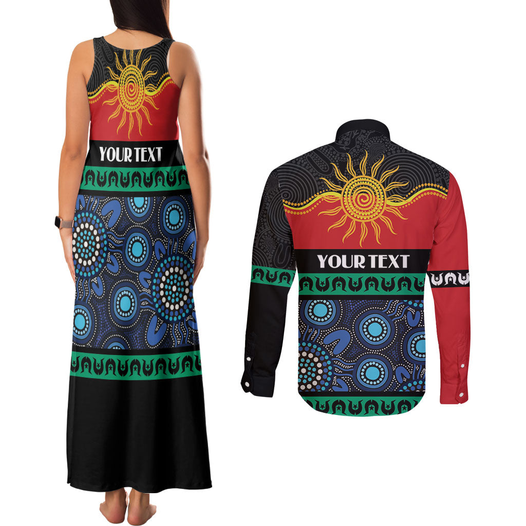Personalised Australian Aboriginal Torres Strait Islanders Couples Matching Tank Maxi Dress and Long Sleeve Button Shirt Together We Rise Together We Stay Deadly
