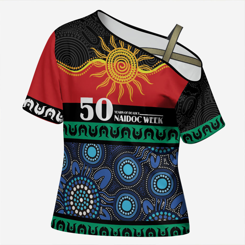 Personalised Australian Aboriginal Torres Strait Islanders Cross Shoulder Shirt Together We Rise Together We Stay Deadly