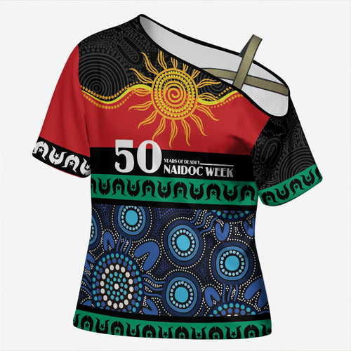 Personalised Australian Aboriginal Torres Strait Islanders Cross Shoulder Shirt Together We Rise Together We Stay Deadly