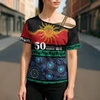 Personalised Australian Aboriginal Torres Strait Islanders Cross Shoulder Shirt Together We Rise Together We Stay Deadly