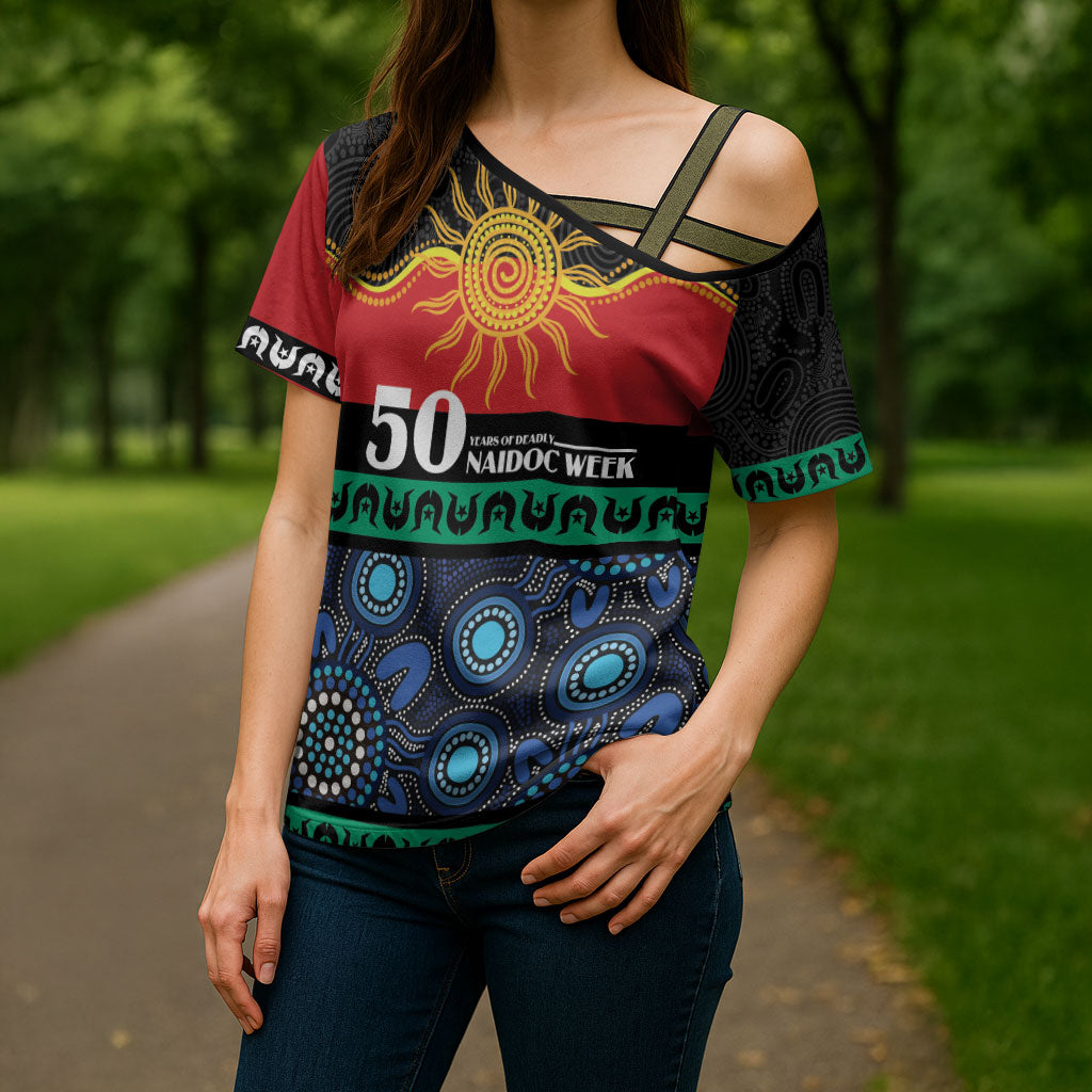 Personalised Australian Aboriginal Torres Strait Islanders Cross Shoulder Shirt Together We Rise Together We Stay Deadly