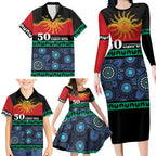 Personalised Australian Aboriginal Torres Strait Islanders Family Matching Long Sleeve Bodycon Dress and Hawaiian Shirt Together We Rise Together We Stay Deadly