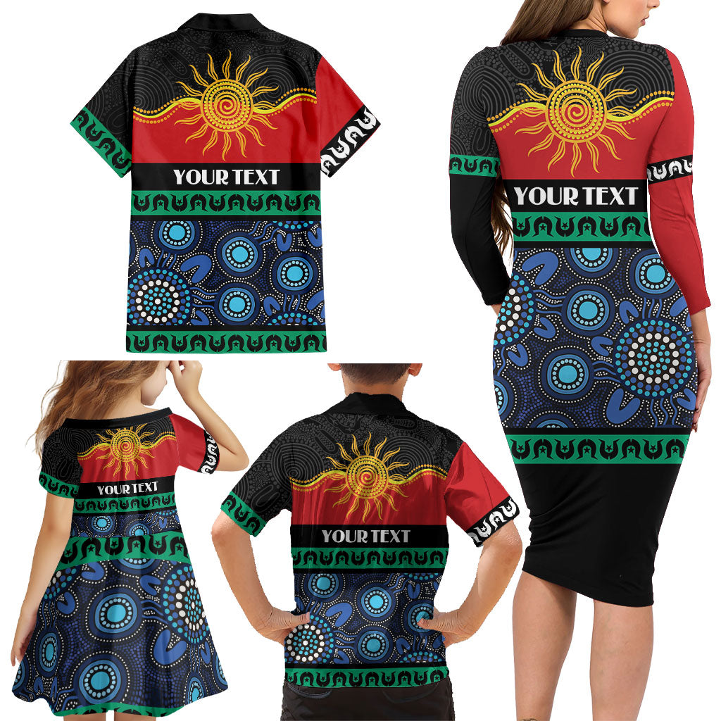 Personalised Australian Aboriginal Torres Strait Islanders Family Matching Long Sleeve Bodycon Dress and Hawaiian Shirt Together We Rise Together We Stay Deadly