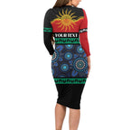 Personalised Australian Aboriginal Torres Strait Islanders Family Matching Long Sleeve Bodycon Dress and Hawaiian Shirt Together We Rise Together We Stay Deadly