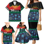 Personalised Australian Aboriginal Torres Strait Islanders Family Matching Mermaid Dress and Hawaiian Shirt Together We Rise Together We Stay Deadly