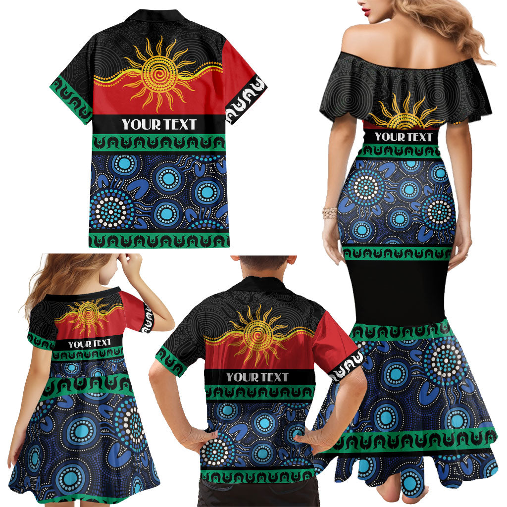 Personalised Australian Aboriginal Torres Strait Islanders Family Matching Mermaid Dress and Hawaiian Shirt Together We Rise Together We Stay Deadly
