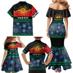 Personalised Australian Aboriginal Torres Strait Islanders Family Matching Mermaid Dress and Hawaiian Shirt Together We Rise Together We Stay Deadly