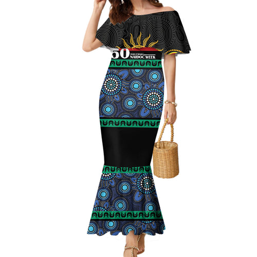 Personalised Australian Aboriginal Torres Strait Islanders Family Matching Mermaid Dress and Hawaiian Shirt Together We Rise Together We Stay Deadly