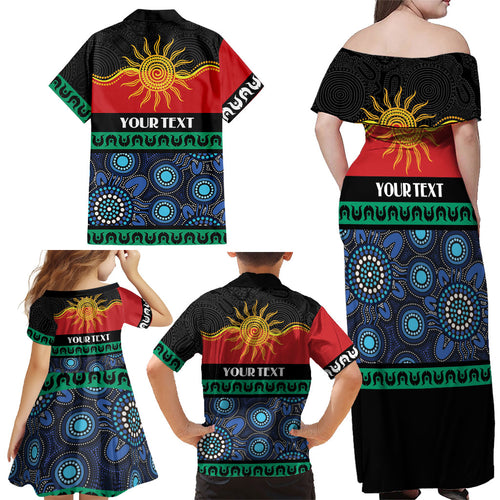 Personalised Australian Aboriginal Torres Strait Islanders Family Matching Off Shoulder Maxi Dress and Hawaiian Shirt Together We Rise Together We Stay Deadly