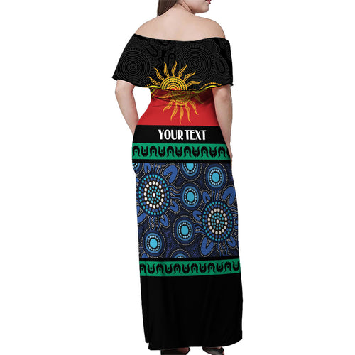 Personalised Australian Aboriginal Torres Strait Islanders Family Matching Off Shoulder Maxi Dress and Hawaiian Shirt Together We Rise Together We Stay Deadly