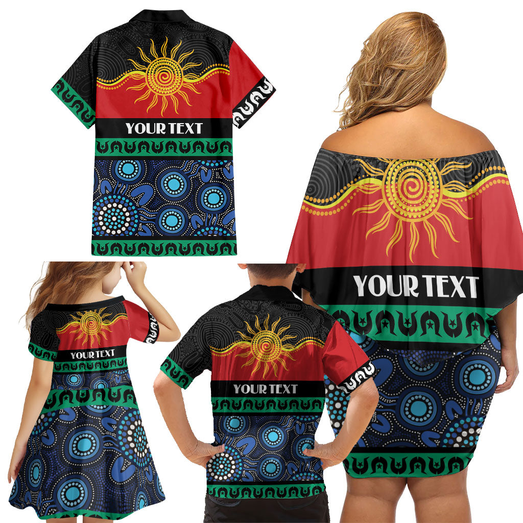 Personalised Australian Aboriginal Torres Strait Islanders Family Matching Off Shoulder Short Dress and Hawaiian Shirt Together We Rise Together We Stay Deadly