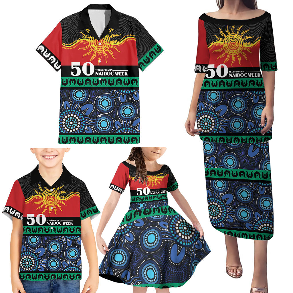 Personalised Australian Aboriginal Torres Strait Islanders Family Matching Puletasi and Hawaiian Shirt Together We Rise Together We Stay Deadly