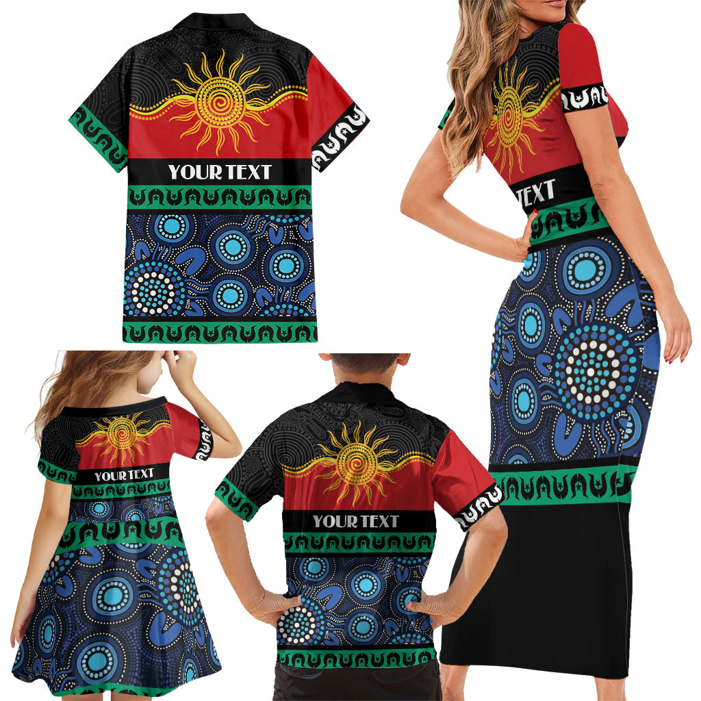 Personalised Australian Aboriginal Torres Strait Islanders Family Matching Short Sleeve Bodycon Dress and Hawaiian Shirt Together We Rise Together We Stay Deadly