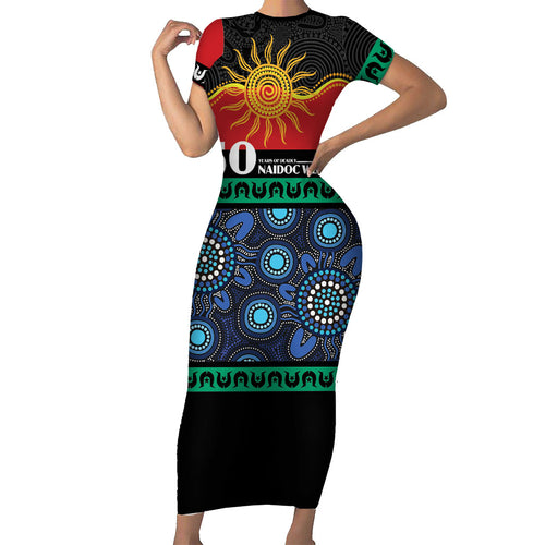 Personalised Australian Aboriginal Torres Strait Islanders Family Matching Short Sleeve Bodycon Dress and Hawaiian Shirt Together We Rise Together We Stay Deadly