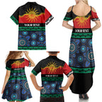 Personalised Australian Aboriginal Torres Strait Islanders Family Matching Summer Maxi Dress and Hawaiian Shirt Together We Rise Together We Stay Deadly