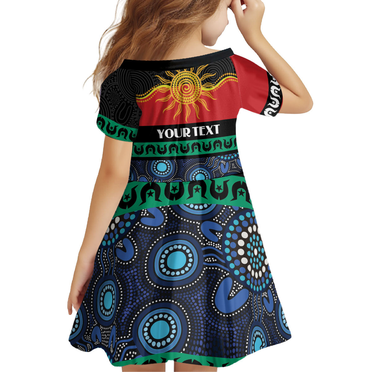 Personalised Australian Aboriginal Torres Strait Islanders Kid Short Sleeve Dress Together We Rise Together We Stay Deadly