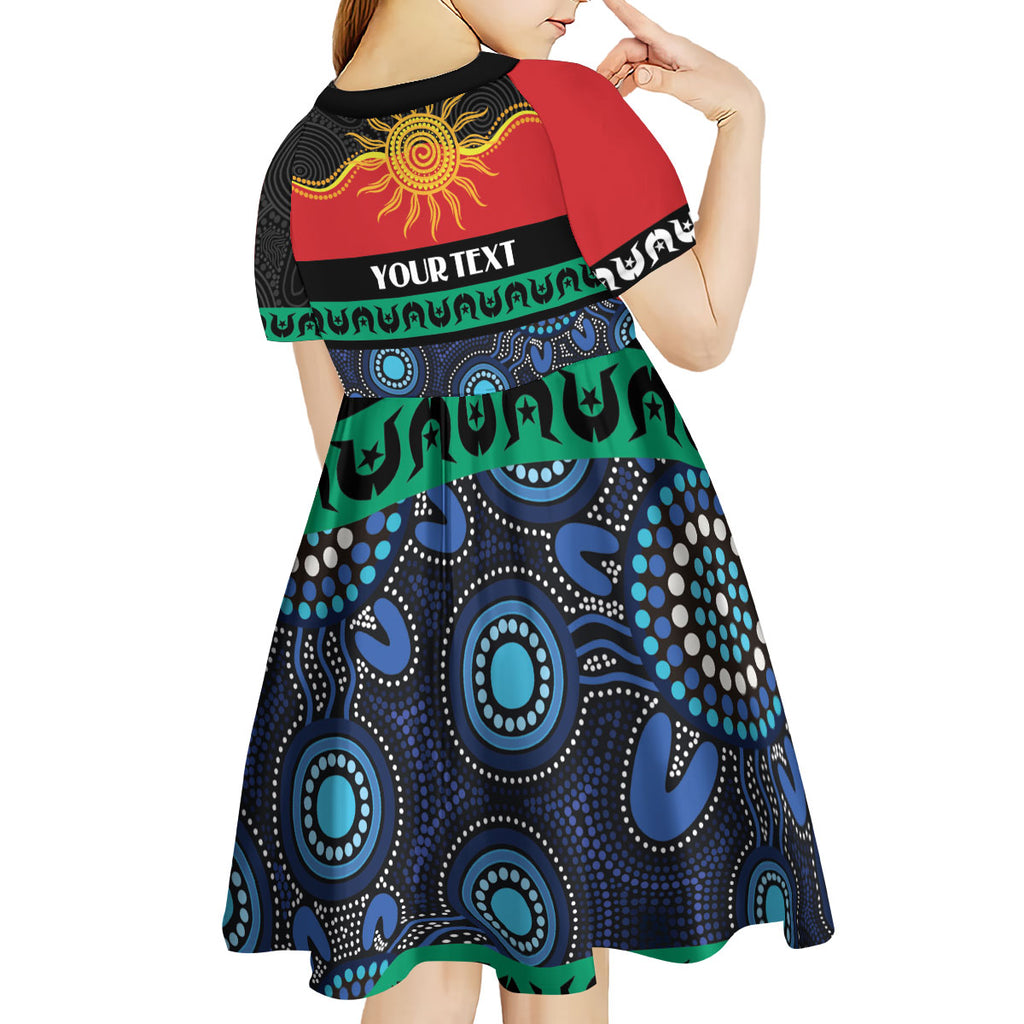 Personalised Australian Aboriginal Torres Strait Islanders Kid Short Sleeve Dress Together We Rise Together We Stay Deadly