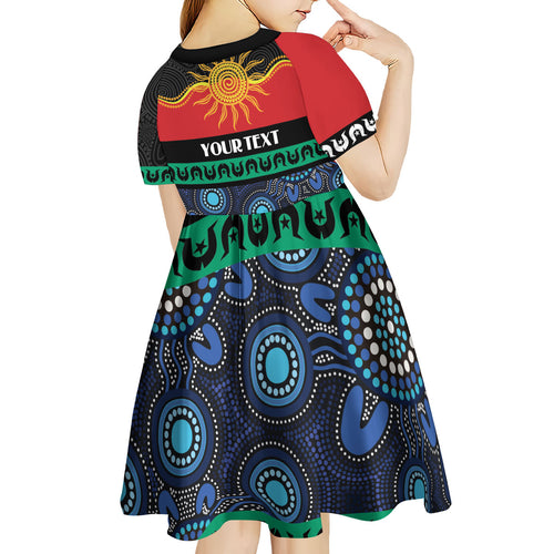 Personalised Australian Aboriginal Torres Strait Islanders Kid Short Sleeve Dress Together We Rise Together We Stay Deadly
