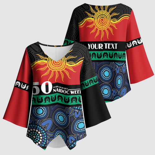 Personalised Australian Aboriginal Torres Strait Islanders Kimono Sleeve Blouse Together We Rise Together We Stay Deadly