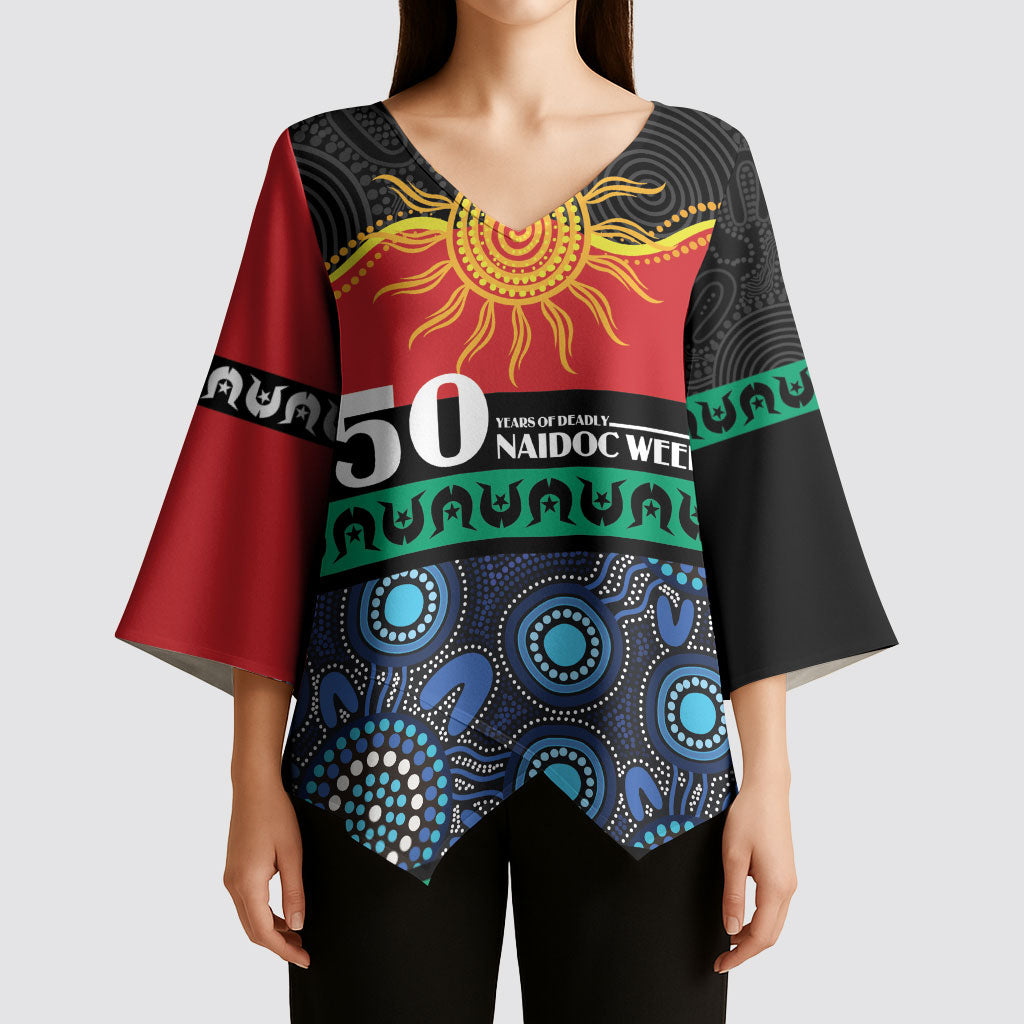 Personalised Australian Aboriginal Torres Strait Islanders Kimono Sleeve Blouse Together We Rise Together We Stay Deadly
