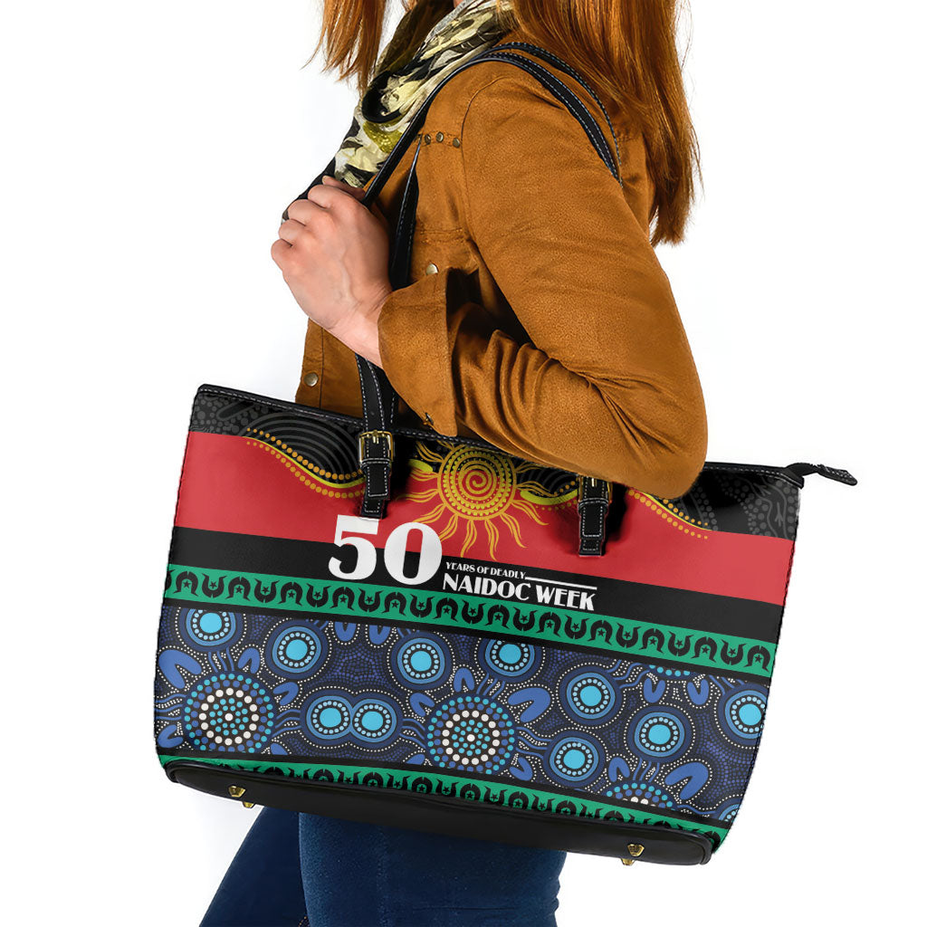 Australian Aboriginal Torres Strait Islanders Leather Tote Bag Together We Rise Together We Stay Deadly