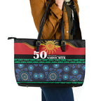 Australian Aboriginal Torres Strait Islanders Leather Tote Bag Together We Rise Together We Stay Deadly