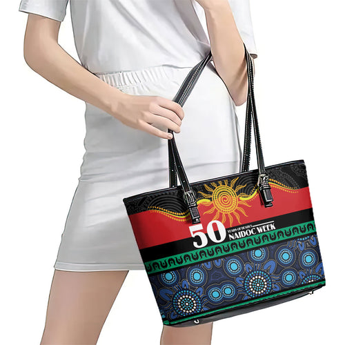 Australian Aboriginal Torres Strait Islanders Leather Tote Bag Together We Rise Together We Stay Deadly
