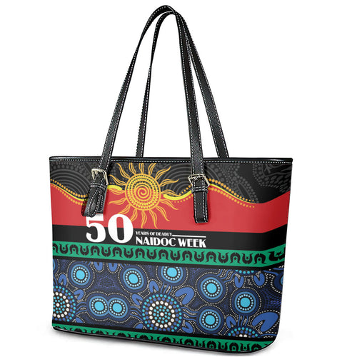 Australian Aboriginal Torres Strait Islanders Leather Tote Bag Together We Rise Together We Stay Deadly
