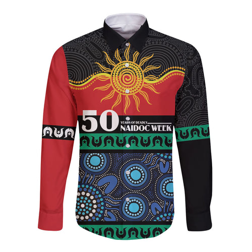 Personalised Australian Aboriginal Torres Strait Islanders Long Sleeve Button Shirt Together We Rise Together We Stay Deadly