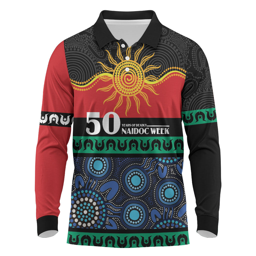 Personalised Australian Aboriginal Torres Strait Islanders Long Sleeve Polo Shirt Together We Rise Together We Stay Deadly