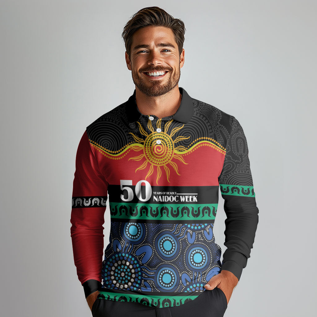 Personalised Australian Aboriginal Torres Strait Islanders Long Sleeve Polo Shirt Together We Rise Together We Stay Deadly