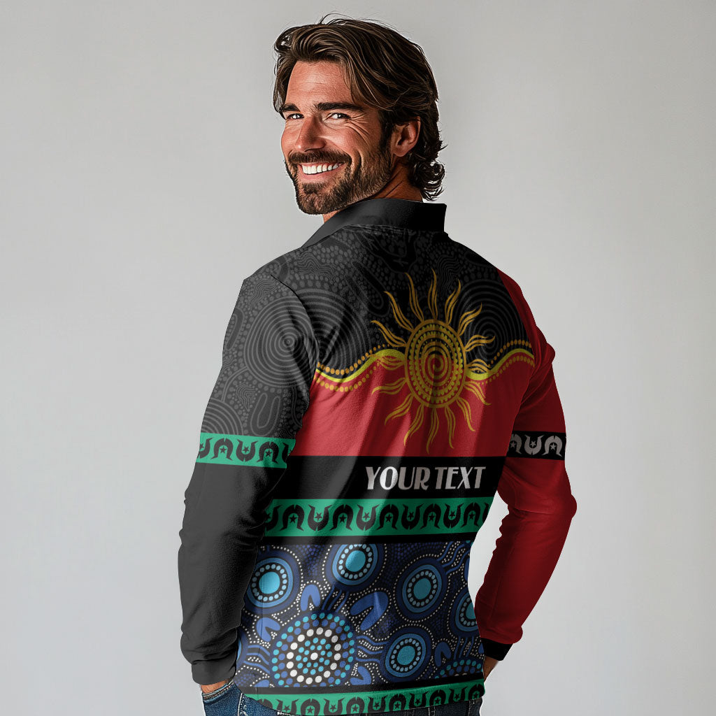 Personalised Australian Aboriginal Torres Strait Islanders Long Sleeve Polo Shirt Together We Rise Together We Stay Deadly
